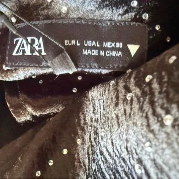 NWT Zara Rhinestone Low Back Satin Dress - Picture 3 of 5